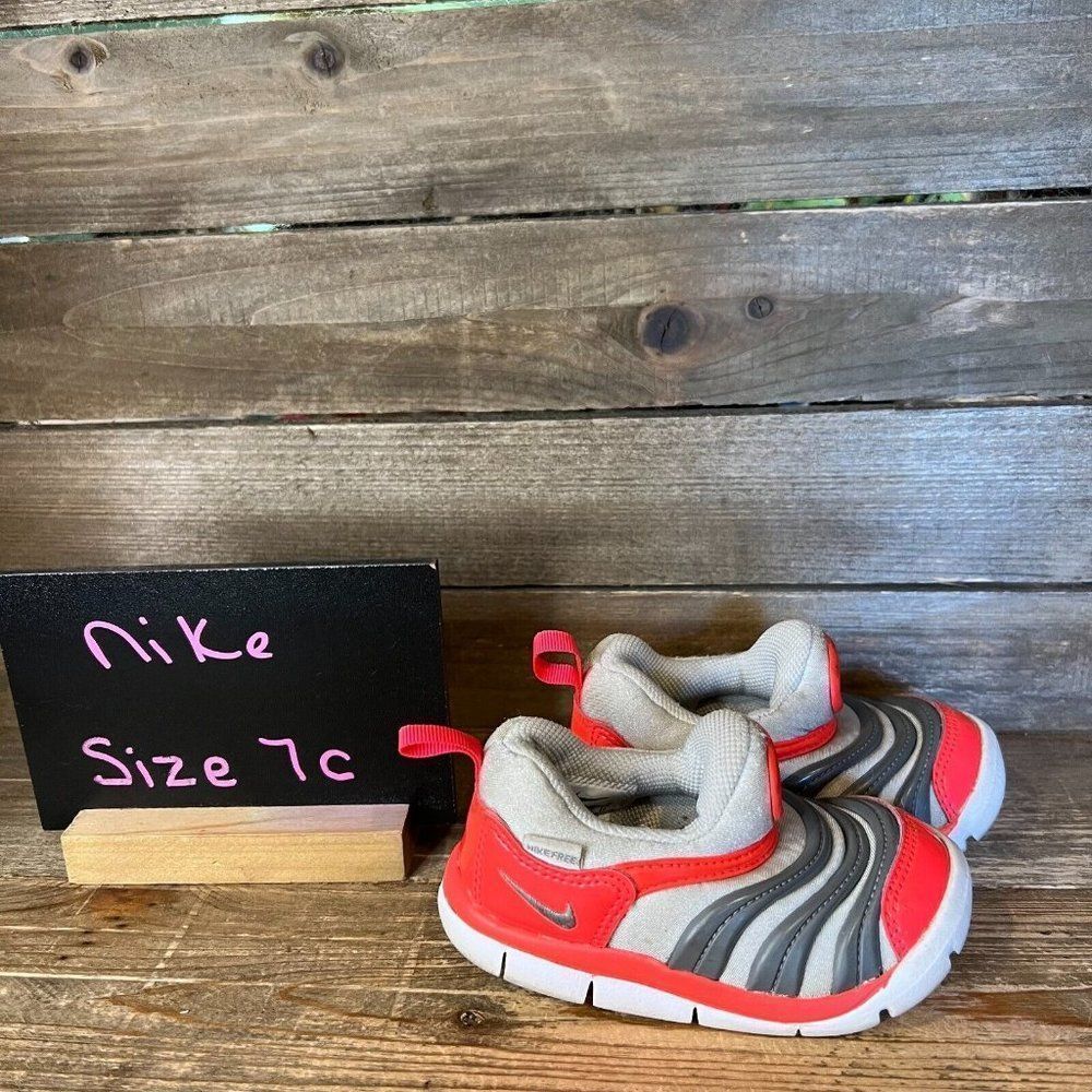 Childrens Little Kids Nike‎ Dynamo Free TD Red Gray Sneakers Shoes Size 7 C GUC